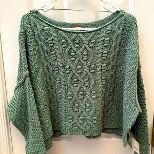 Free People green cropped sweater size small